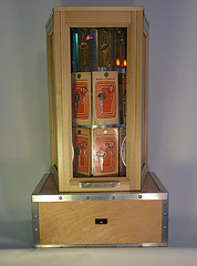 A motorized display cabinet containing
vintage auto key blanks