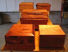 A medley of hand crafted tool cases 
and display boxes