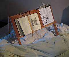 bed easel allows reading and writing while propped up in bed