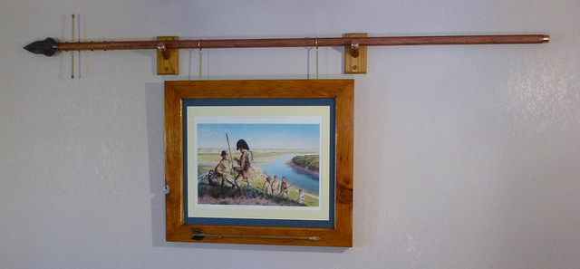 Custom frame scavenged lumber recreated spontoon and 
plains arrow of the Lewis and Clark expedition