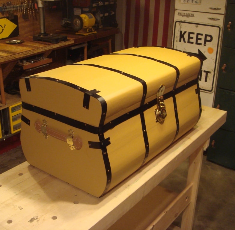 The Jenny Lind Trunk after restoration with leather